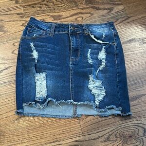 BAMBOO Blue and White Mini Pencil Skirt